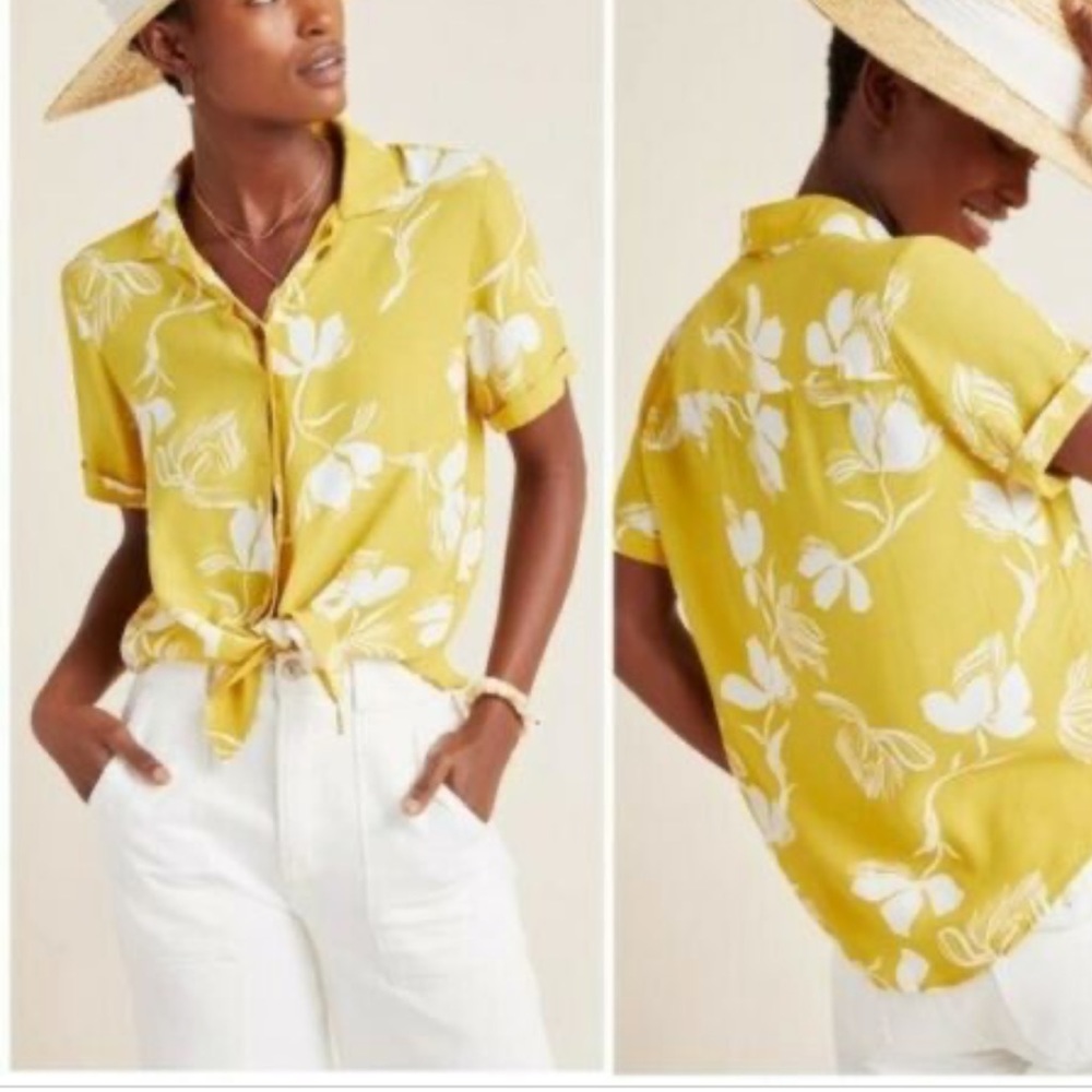 Faithfull The Brand x Anthropologie Floral Print Toulin Tie Waist Shirt
